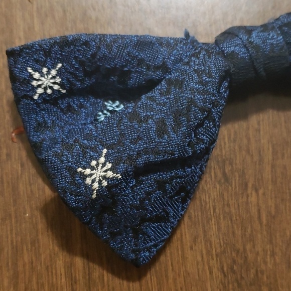 VINTAGE Royal Clip On Bow Tie Navy & Black Antique - Picture 6 of 8